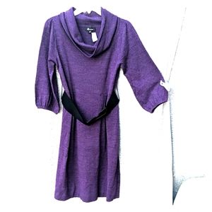AB studio cowl neck 3/4 sleeve purple dress M